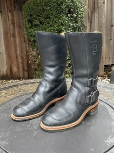 Chippewa Odessa Rally Motorcycle Boots Black Leather Men's Size 8.5 D USA Made - Picture 1 of 15