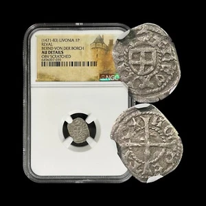 LIVONIA. 1471, Pfennig, Silver - NGC AU - Teutonic Order, Reval, Tallinn OS - Picture 1 of 5