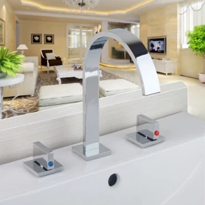 Juego de grifos mezcladores fregadero fregadero lavabo cromado lavabo frío caliente - Imagen 1 de 12