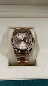 Rolex Day-Date II Rose Gold Diamond Dot Sundust Dial 218235 Full Set - Picture 1 of 9