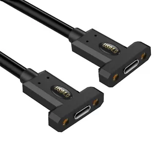 USB4 Type-C Female Ear to Type-C Female Ear Screw Fixed Panel Extension Cable - Picture 1 of 6
