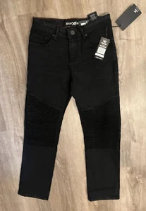 XRay BXP-97275 Boys Slim Fit Distressed Moto Biker Denim Jeans, Black Size 14 - Picture 1 of 14