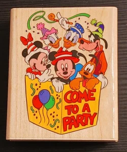 Disney Mickey Mouse Rubber Stampede Come To A Party Rubber Stamp - Foto 1 di 24