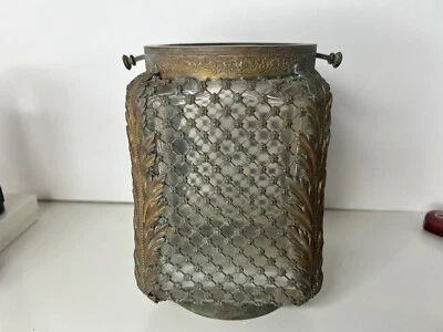 "Antiguo candelabro difusor de lámpara de malla de latón de bronce victoriano 6,5"" T" Foto 1 de 4