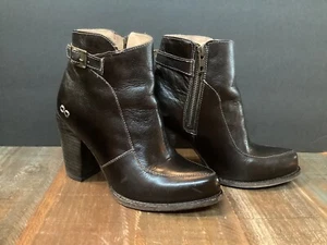 BED STU cobbler series Black Leather side Zip Ankle Boots heels Women's sz 8 - Picture 1 of 9