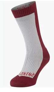 SealSkinz Starston Waterproof Cold Weather Mid Length Socks - Grey / Red small - Picture 1 of 3