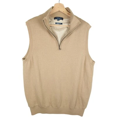 Fairway & Greene Baruffa Merino Golf Tan 1/4 Zip Medium M Windvest Country Club - Image 1 of 4