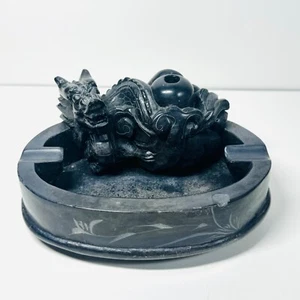 Vintage Chinese Black Stone Dragon Ashtray - Picture 1 of 8