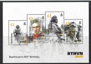 ALDERNEY 2020 BEETHOVEN QUARTET UNMOUNTED MINT, MNH MINIATURE SHEET - Picture 1 of 1