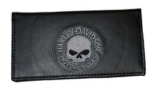 Polare Vintage Skull Long Bifold Wallet for Men Full Grain Leather RFID  Blocking Credit Cards Checkbook Holder