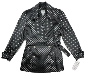 VTG JOSEPH RIBKOFF Womens 10 Polka Dot Blazer Black White Double Breasted NWT - Picture 1 of 14