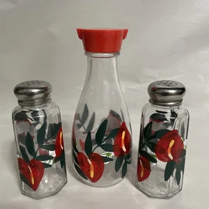 Vintage Hand-Painted Salt & Pepper Shakers Oil/Vinegar Cruet Set - Picture 1 of 3