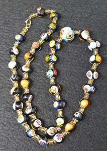 Vintage Colorful Murano Millefiori Art Glass Bead Necklace 21” - Picture 1 of 9