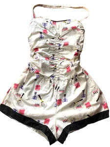 Vintage 50’s Women’s Bathing-suit Swimsuit ROMPER with TENNIS Print - Picture 1 of 4