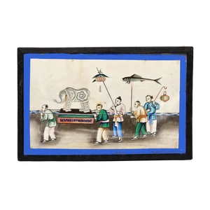 Gouache chino del siglo XIX sobre papel de médula - Procesión con elefante - Imagen 1 de 8