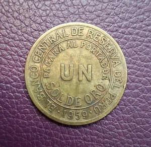 1959 Peru Un Sol de Oro. Beautiful Coin From South America - Picture 1 of 3