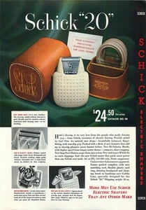 Afeitadoras eléctricas Schick 1950 - Anuncio impreso vintage: hoja de catálogo de 2 caras - Imagen 1 de 2