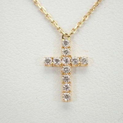 Cartier символ крест ожерелье 11P бриллиант K18 розовое золото б/у без коробки - Изображение 1 из 4