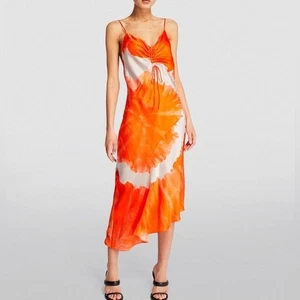 ALLSAINTS Alexia Marinana Kleid orange Satin Seide Mischung U-Ausschnitt Größe 10 - Bild 1 von 15