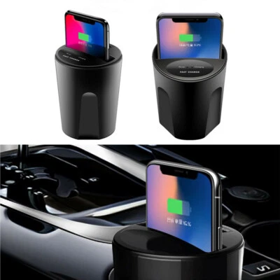 Wireless Charger Car Cup Mount Phone Fast Charging Holder For iPhone X 8 7/6s - Image 1 of 4