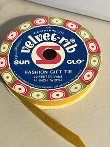 Vintage Samt-Rippe Goldband Sun Glo 22 Fuß 3/4" breit gelb - Bild 1 von 7