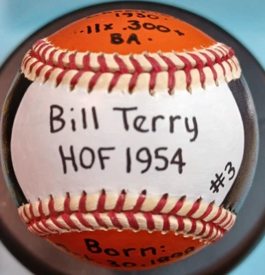 PINTADO A MANO BILL TERRY HOF 1954 ESTADÍSTICAS DE CARRERA BÉISBOL GIGANTES DE NUEVA YORK Foto 1 de 4