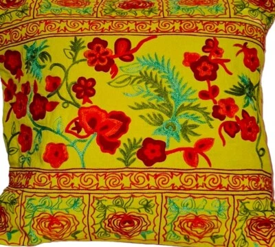 Vintage Pier 1 Throw Pillow Cover Only Embroidered Floral 17”X17” Boho - Image 1 of 4
