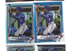 2 RIKELVIN DE CASTRO 2021 BOWMAN DRAFT CHROME SKY BLUE & PAPRE TRUE BLUE 29/150 - Picture 1 of 1