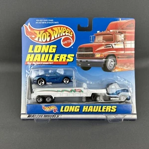 Hot Wheels Long Haulers - Corvette Car w/Blu Semi Car Carrier #65867-91 - NIB - Picture 1 of 10