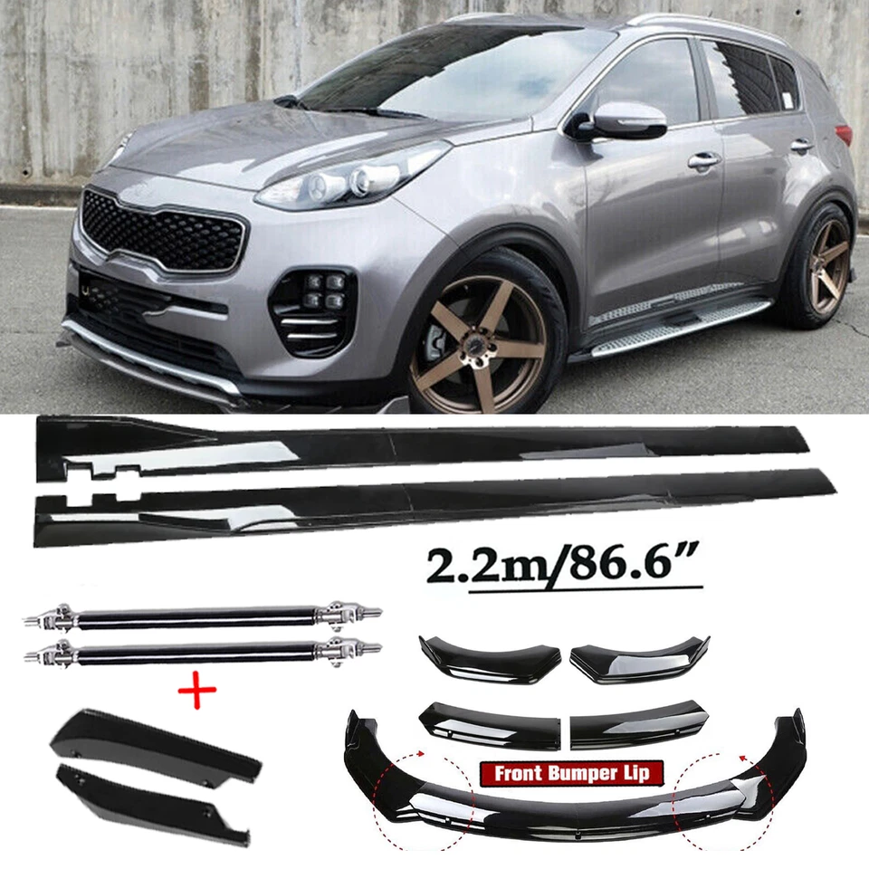 For Kia Sportage Front Bumper Spoiler Body Kit /Side Skirt/Strut Glossy Black Foto 1 de 4