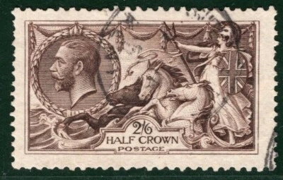 GB KGV SEAHORSE SG.399 2s/6d Deep Sepia-Brown (1913) WATERLOW Used c£200 BRRED39 - Image 1 of 4