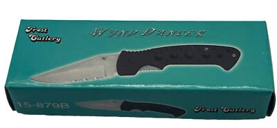 Frost Cutlery Wind Dancer Pocket Knife Black Serrated 15-879B - Image 1 of 4