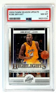 Actualización de la temporada 2009 Panini #1 Kobe Bryant Low Pop 9 PSA 8 casi nuevo-como nuevo Lakers - Imagen 1 de 3