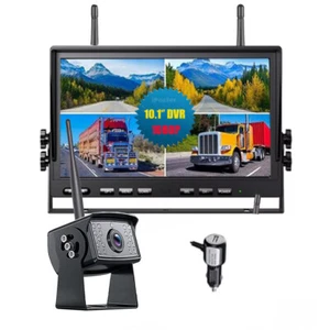 10.1" Quad DVR Digital Wireless Monitor Backup Rear Side View Camera for Truck - Picture 1 of 13