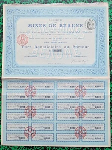 Dépt 87 & 75 - Beaune les Mines Siège à Paris - Mines d'Or de Beaune 28/07/1910 - Picture 1 of 1