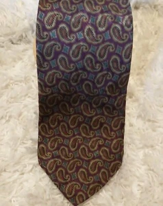 Karl Lagerfeld Silk Paisley Purple/Green Made In USA Luxury Neck Tie 56" X 4" - Picture 1 of 4