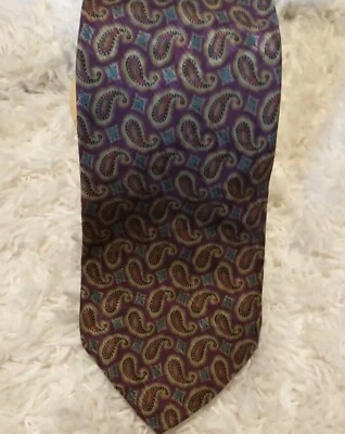 Corbata Karl Lagerfeld seda cachemira púrpura/verde hecha en EE. UU. de lujo 56" X 4" Foto 1 de 4