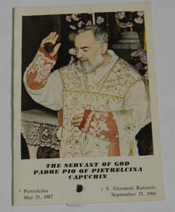 Stigmata St Saint Padre Pio relic paper prayer card touched to blood & gloves - Picture 1 of 5