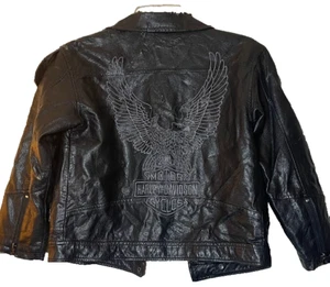 Harley-Davidson Jacket Kids Size 8/10 Motorcycle Faux Leather Black Biker - Picture 1 of 14