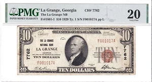 $10 1929 T1 National 🇺🇸 LA GRANGE Georgia GA 🇺🇸 PMG Grade 20 🇺🇸 - Picture 1 of 2