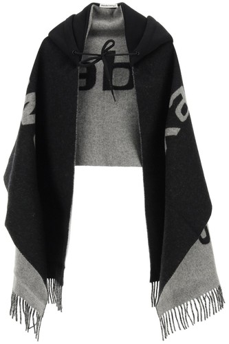 Sciarpa nuova con etichette Alexander Wang logo lana con cappuccio grigio nero