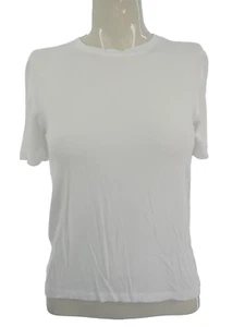 Mango Basics Womens T Shirt White Stretch Viscose Jersey Crew Neck size S - Picture 1 of 9