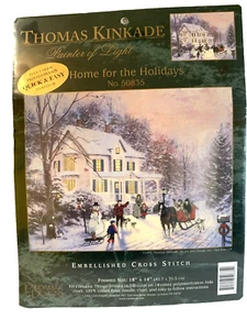 Thomas Kinkade 'Home for the Holidays' Cross Stitch Kit #50835 18"x14" NISP! - Picture 1 of 5