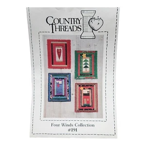 Country Threads Folk Art Wall Quilt Patterns Cat House Tree Heart Four Winds - Picture 1 of 2