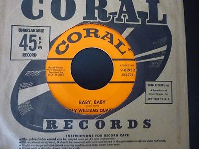 BILLY WILLIAMS QUARTET: Don't Let Go / Baby Baby 45 Blues & R&B Coral sleeve - Imagem 1 de 2