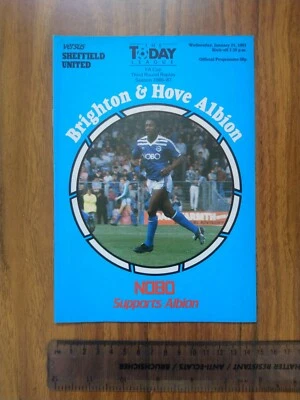 Brighton & Hove Albion v Sheffield United programme FA Cup Rnd3R 21/1/1987. VGC. - Image 1 of 2
