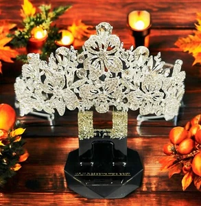 Floral wedding crown, Bridal flower crown, Bridesmaid headpiece, Crystal crown - Picture 1 of 8