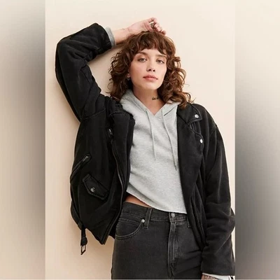 Chaqueta de Moto Tejida Free People Rebel M Cremalleras Medianas Motociclista Pesada Foto 1 de 4