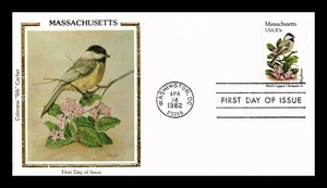 US COVER MASSACHUSETTS STATE BIRD FLOWER FDC COLORANO SILK CACHET - Picture 1 of 2