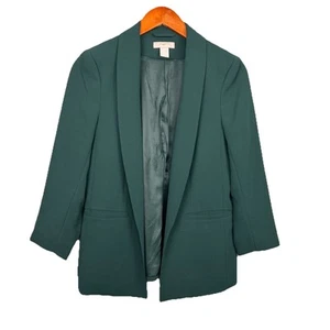H&M Open Front Jacket Blazer Women’s Size 4 Low Front Pockets Lined 3/4 Sleeve - Picture 1 of 10